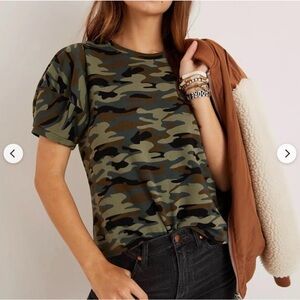 Velvet by Graham & Spencer for Anthropologie Jolene Puff Sleeve Camo Top